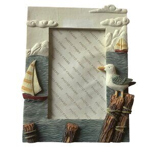 Nautical-Themed 3D Photo Frame Seagull Sailboats Design Rayco 2"x3" Photo Ocean